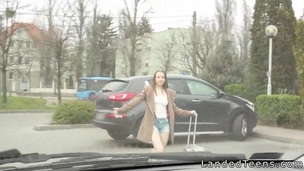 Teen hitchhiker sucks plus fucks in a car
