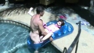 Low-spirited Lily Gets Gagged and Drilled Doggystyle by burnish apply Poolside