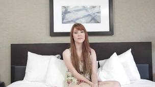 Red-hot headed teen Gwen Emptiness first time screwing on camera