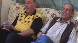 Couple Tricky aged Men shag black haired youngster nymph onto A couch